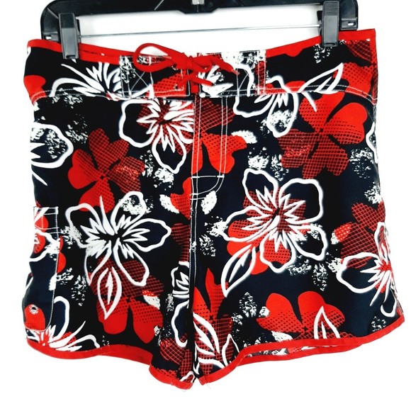 Surf Soul Outfitters Red Black & White Board Shorts Swim Trunks Womens Size 7 - Picture 1 of 13